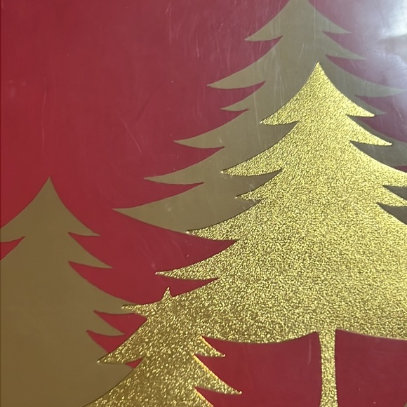 Boxed Set 18 Christmas Cards 2 Designs Gold Foil Poinsettia Trees Holiday Vtg - Picture 3 of 7